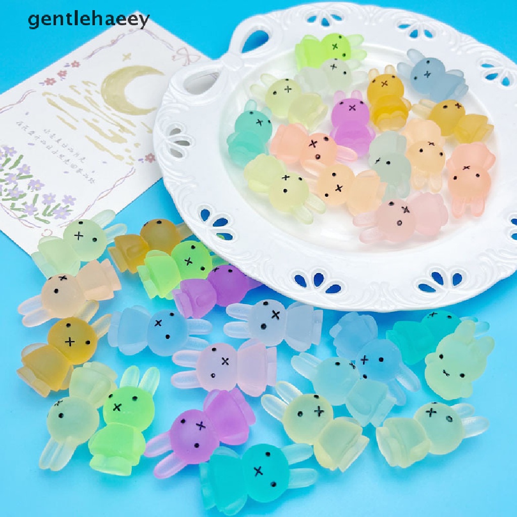 Gent Set 5 Tượng Thỏ Dạ Quang Phát Sáng Trong Bóng Tối Trang Trí Thủ Công EN