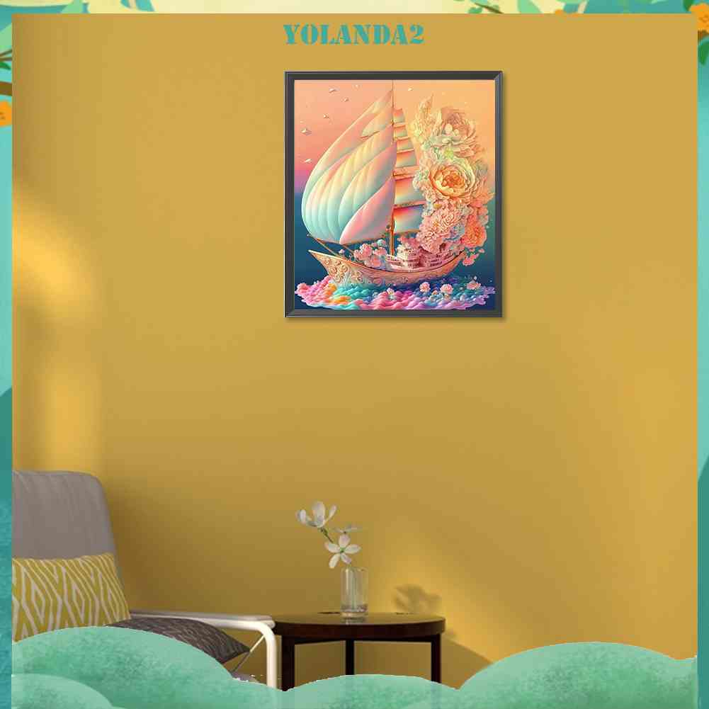 Tranh Đính Đá Kim Cương Toàn Bộ 5D DIY Hình Vẽ Thuyền Buồm