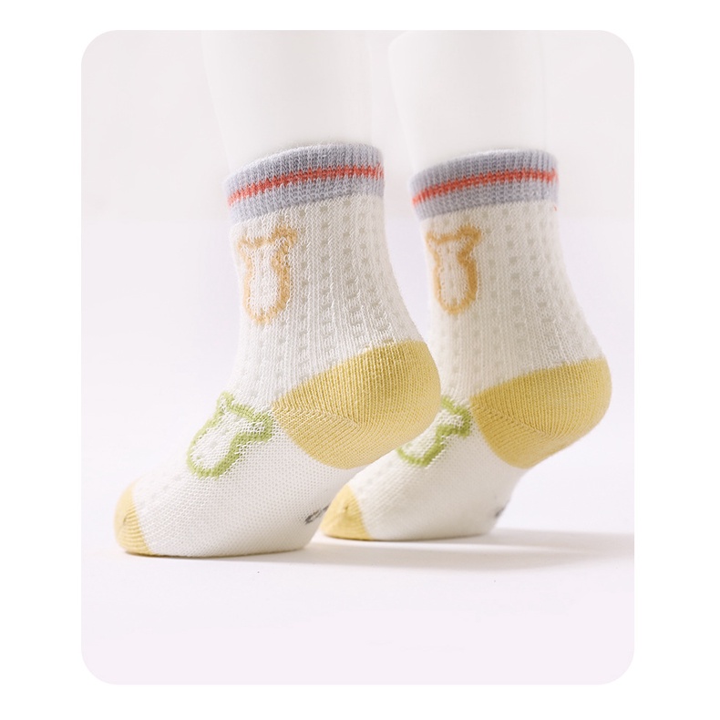 Set 4 Đôi Vớ Cotton Phối Lưới In Hình Gấu / Mèo Dễ Thương Thời Trang Mùa Hè Cho Bé Trai Và Gái YSZ-73 2023 1-5 Tuổi