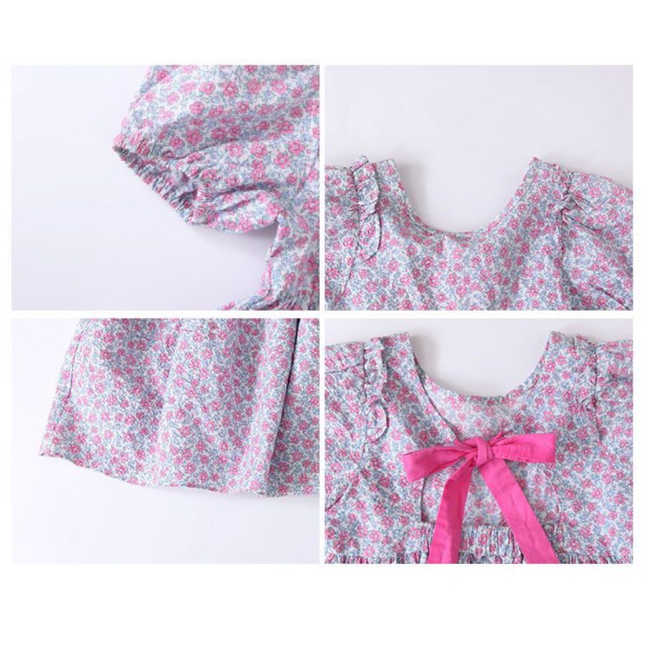 Đầm Công Chúa Mùa Hè Họa Tiết Hoa Phong Cách Hàn Quốc Cho Bé Gái 8-9 Tuổi