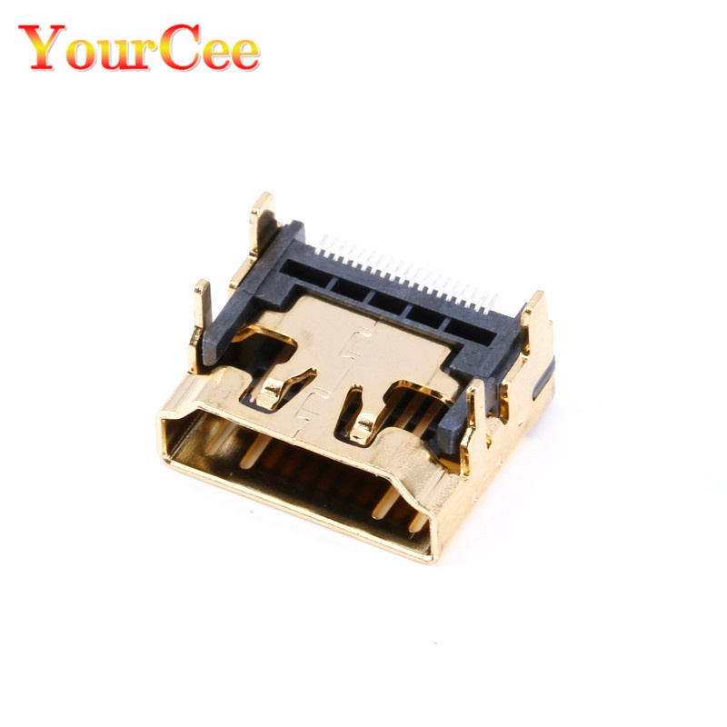 Bộ 10 / 5 Đầu Nối HDMI 19PIN 19P Góc Phải SMT SMD Mạ Vàng HD 90 Độ