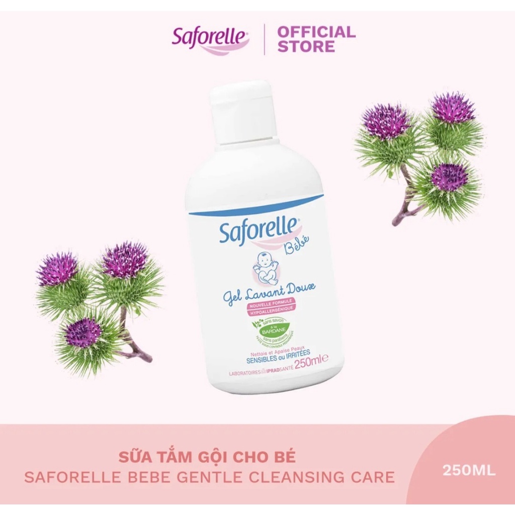 Gel tắm gội cho bé 250ml. Saforelle BEBE dịu nhẹ cho da bé.thương hiệu của Pháp.