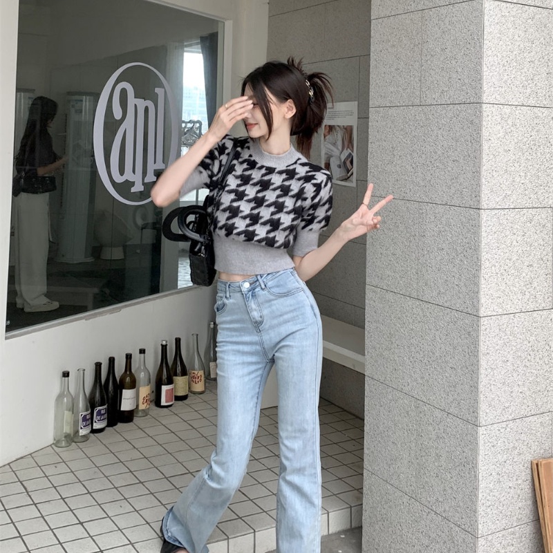 COZOK Áo Thun Dệt Kim Ngắn Tay Thời Trang Cá Tính Dễ Phối Đồ