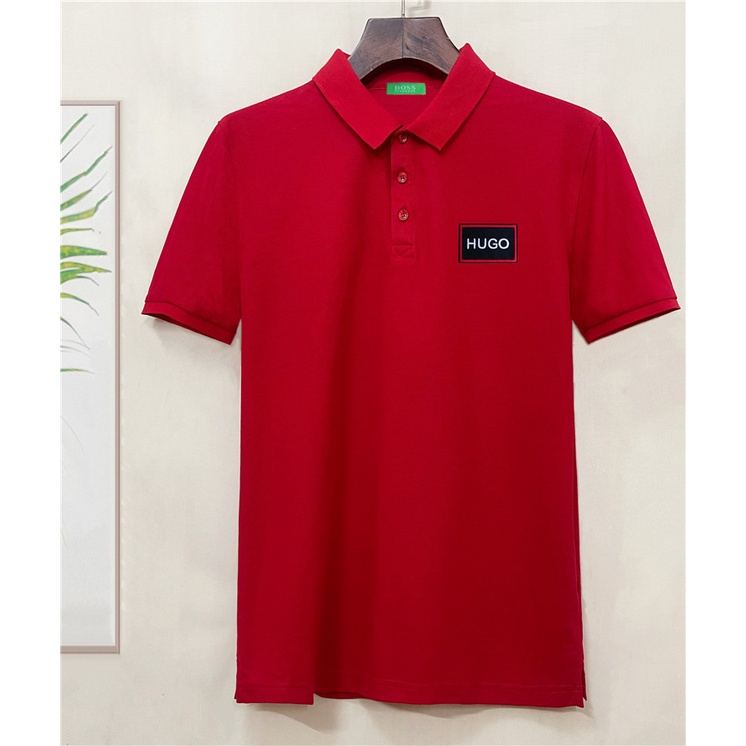 B0ss Nam polo Sơ Mi cotton Thêu Hình monogram Mới Size S-4XL