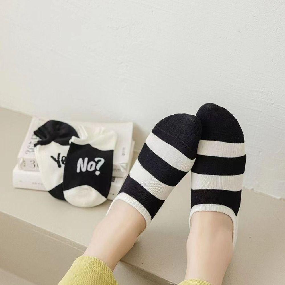 Vớ Thuyền Thể Thao Xuân Hè Thoáng Khí Mềm Mại Không Trơn Họa Tiết Kẻ Sọc Cho Nữ