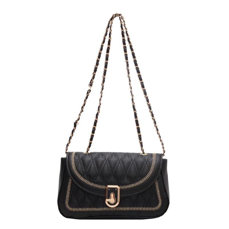 Túi Xách Đeo Vai Hình Vuông Cỡ Nhỏ Đính Đá Phối Dây Đeo Sợi Xích Thời Trang Hàn Quốc 2023 Cho Nữ