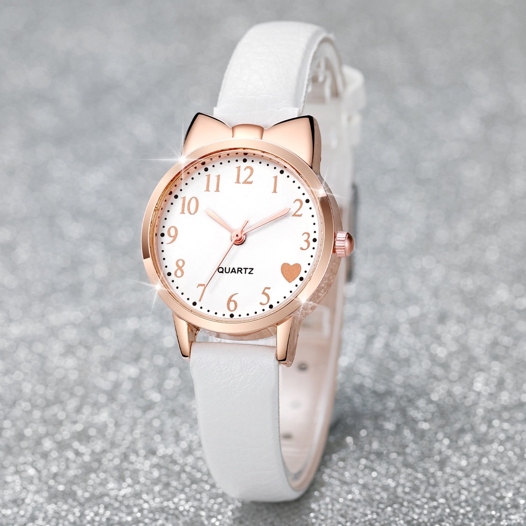 Đồng Hồ Đeo Tay Dây Da Mặt Trái Tim Thời Trang Dành Cho Nữ