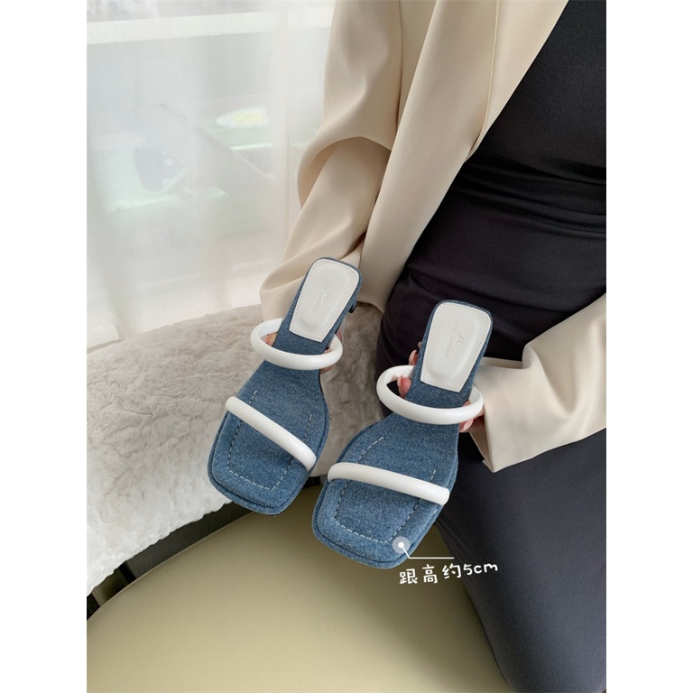 Sandal Cao Gót Mũi Vuông Thiết Kế Mới Thời Trang Mùa Hè 2023 Dành Cho Nữ