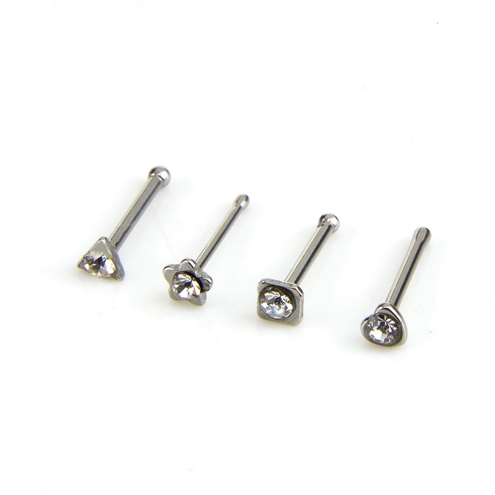 Bộ 14 Khuyên Mũi Bằng Thép Không Gỉ Đính Kim Cương Giả Unisex C / O