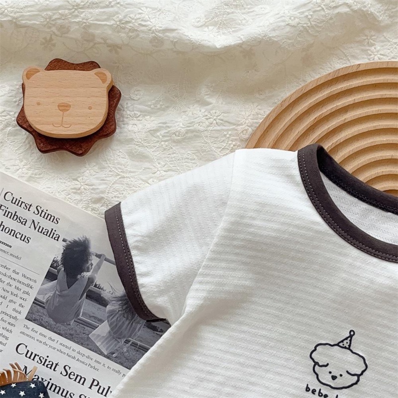 Áo Liền Quần Bằng Cotton Tay Ngắn Thoáng Khí In Họa Tiết Dễ Thương Thời Trang Mùa Hè Cho Bé Sơ Sinh 0-2 Tuổi