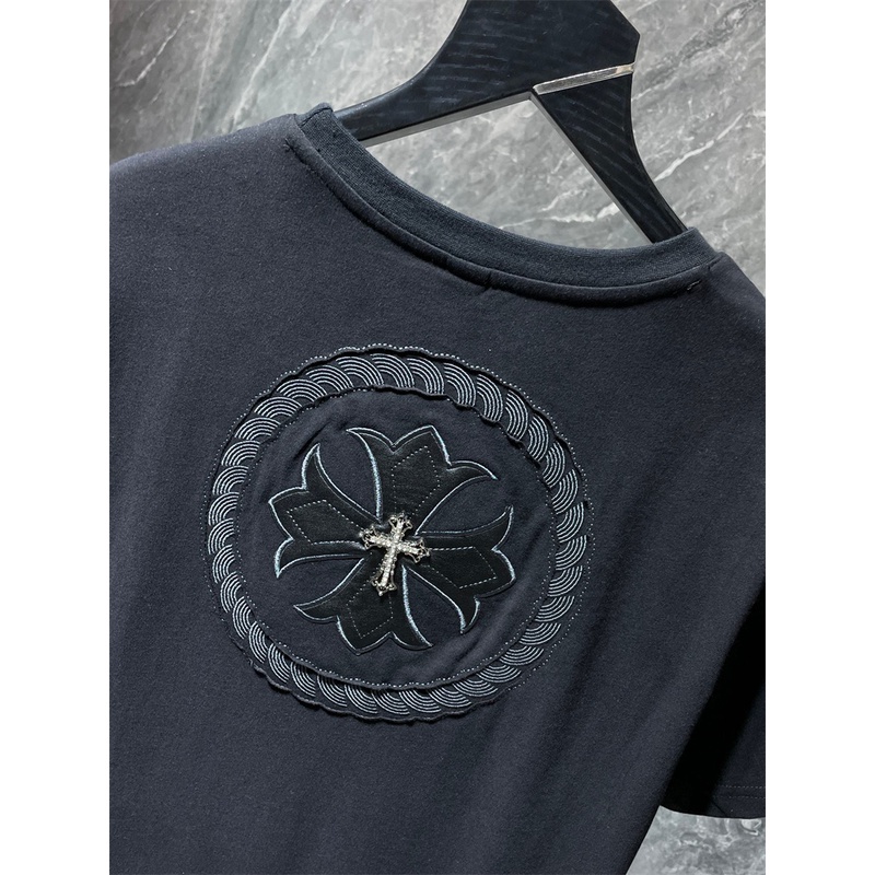 Áo Thun Tay Ngắn Chro88me 8-Cổ Thêu Họa Tiết Bằng Da Cổ Điển