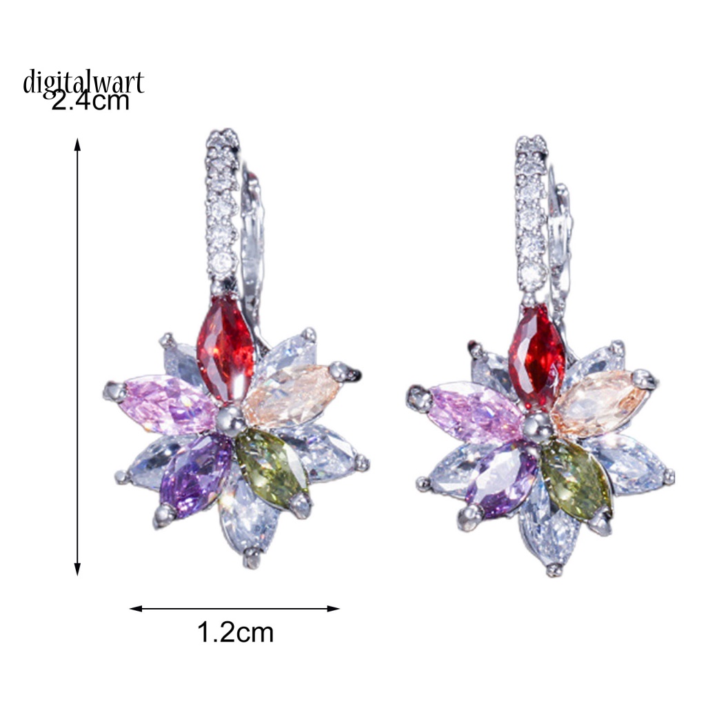 Kỹ Thuật Số| 1 Đôi Bông Tai Dáng Dài Hình Hoa Đính Đá Lấp Lánh Dùng Hàng Ngày