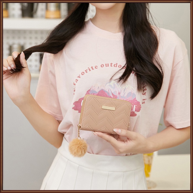 Ví Da Pu Có Khóa Kéo Họa Tiết Thêu Xinh Xắn Cho Nữ