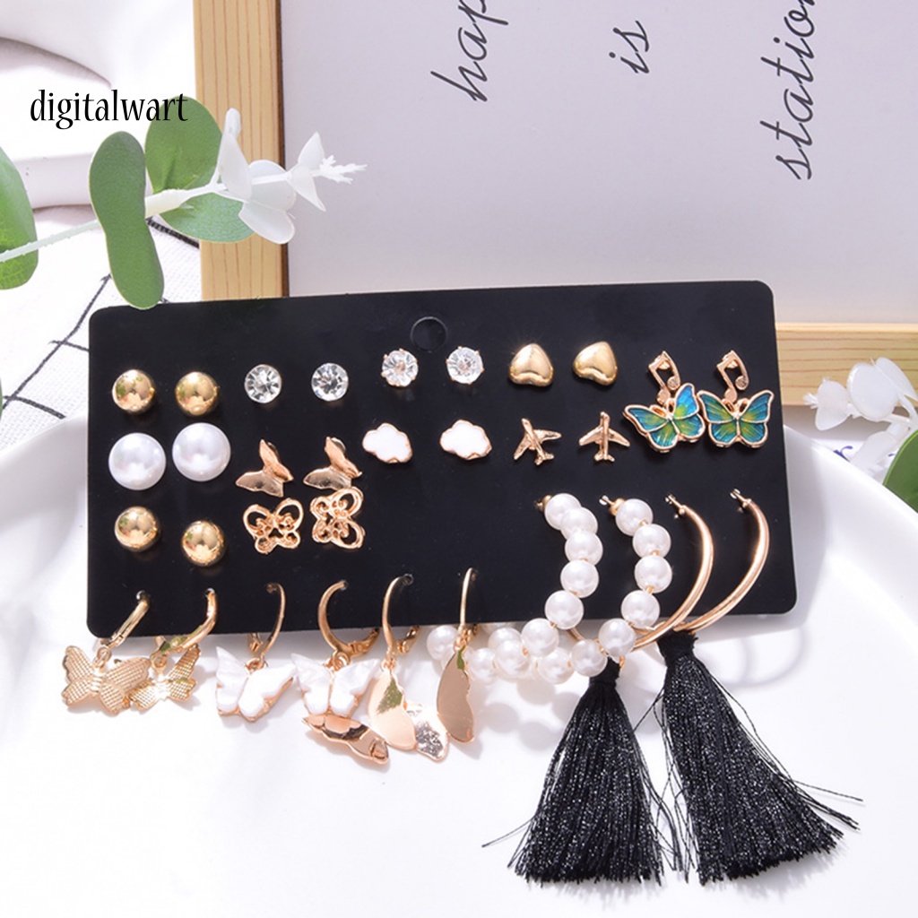 Kỹ Thuật Số| 1 Bộ Khuyên Tai Tua Rua Dài Đính Ngọc Trai Giả Nhiều Hình Dạng Phong Cách Bohemian