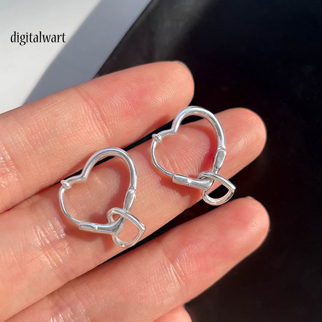 Kỹ Thuật Số| 1 Khuyên Tai Hình Trái Tim Đôi Phong Cách Hàn Quốc Dành Cho Nữ