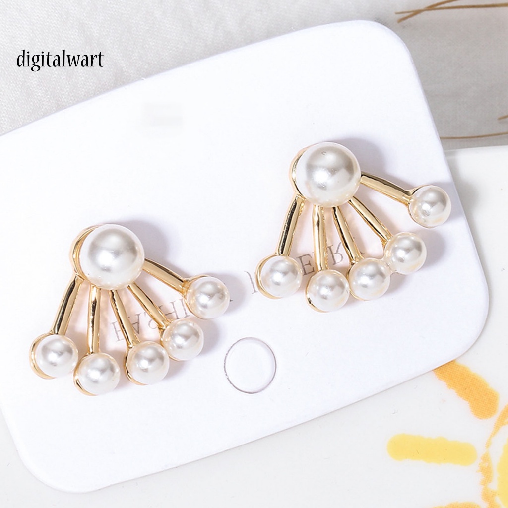 Kỹ Thuật Số| 1 Cặp Khuyên Tai Hình Quạt Đính Ngọc Trai Nhân Tạo Kiểu Dáng Tối Giản Thanh Lịch Thời Trang Dành Cho Nữ