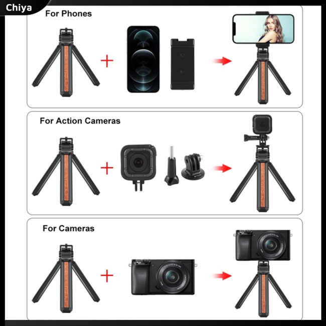 Giá Đỡ Ba Chân Mini Bằng Gỗ Dát Đá Di Động Đa Năng Ốc Vít 1 / 4 Inch Có Thể Gập Gọn