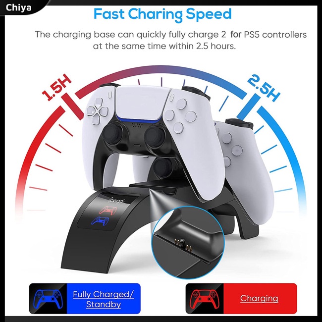 Bộ Sạc Nhanh Cho Tay Cầm Chơi Game Ps5 Có Đèn Led Hiển Thị
