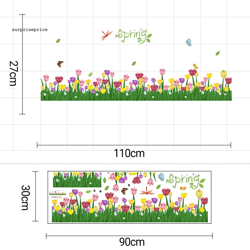 Sticker Dán Tường Chống Thấm Nước Họa Tiết Hoa Tulip Dễ Thương Bắt Mắt