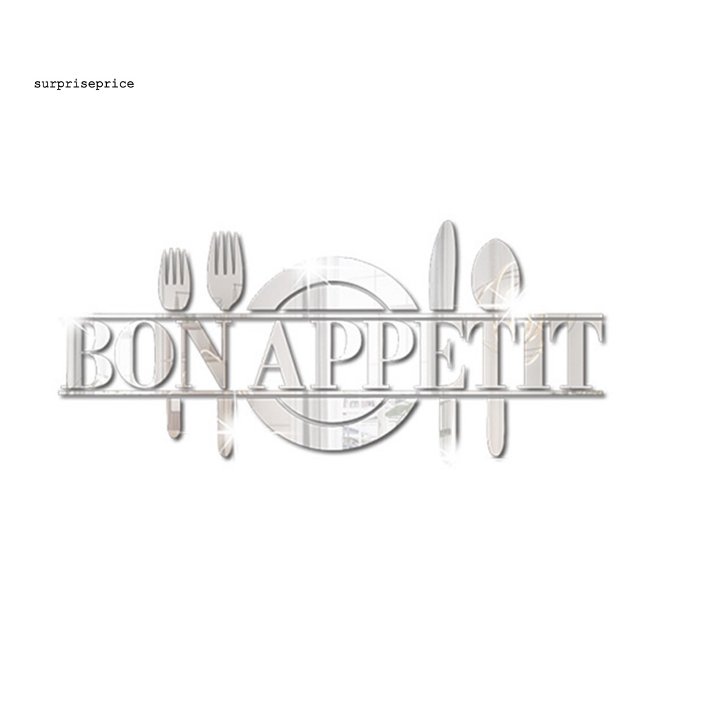 1 Bộ Đề Can Tráng Gương Tự Dính Họa Tiết Muỗng Nĩa Sáng Tạo Có Thể Tháo Gỡ Dùng Để Trang