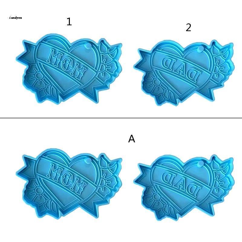 ✿ Khuôn Silicone Bóng Hình Trái Tim In Chữ Mom Dad Làm Đồ Trang Sức Thủ Công DIY