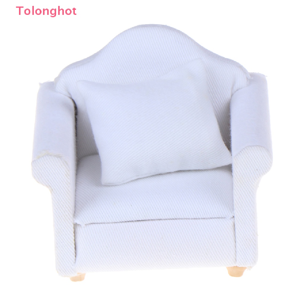 Mô Hình Ghế Sofa Màu Trắng Có Đệm Lưng Trang Trí Nhà Búp Bê 1 / 12