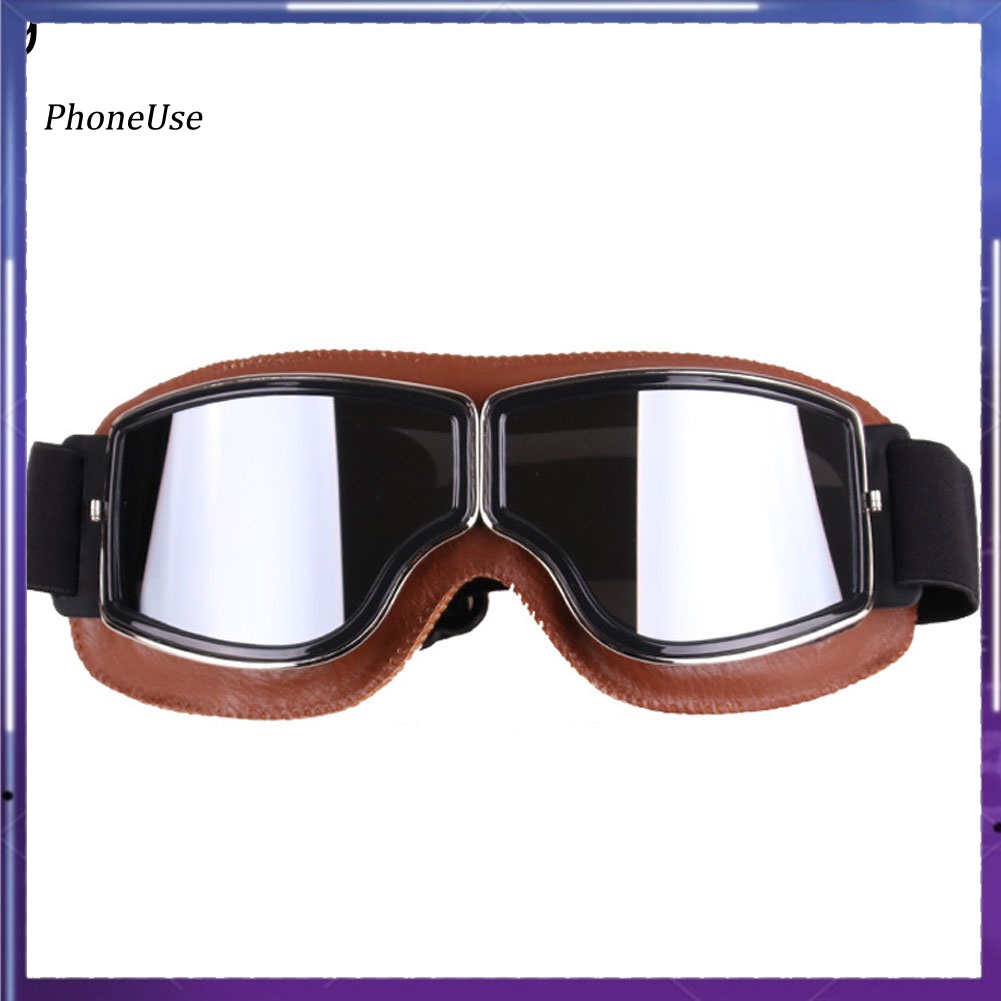 Kính Bảo Hộ Bằng Da PU Chống Gió Phong Cách Vintage Dùng Khi Đi Xe Máy