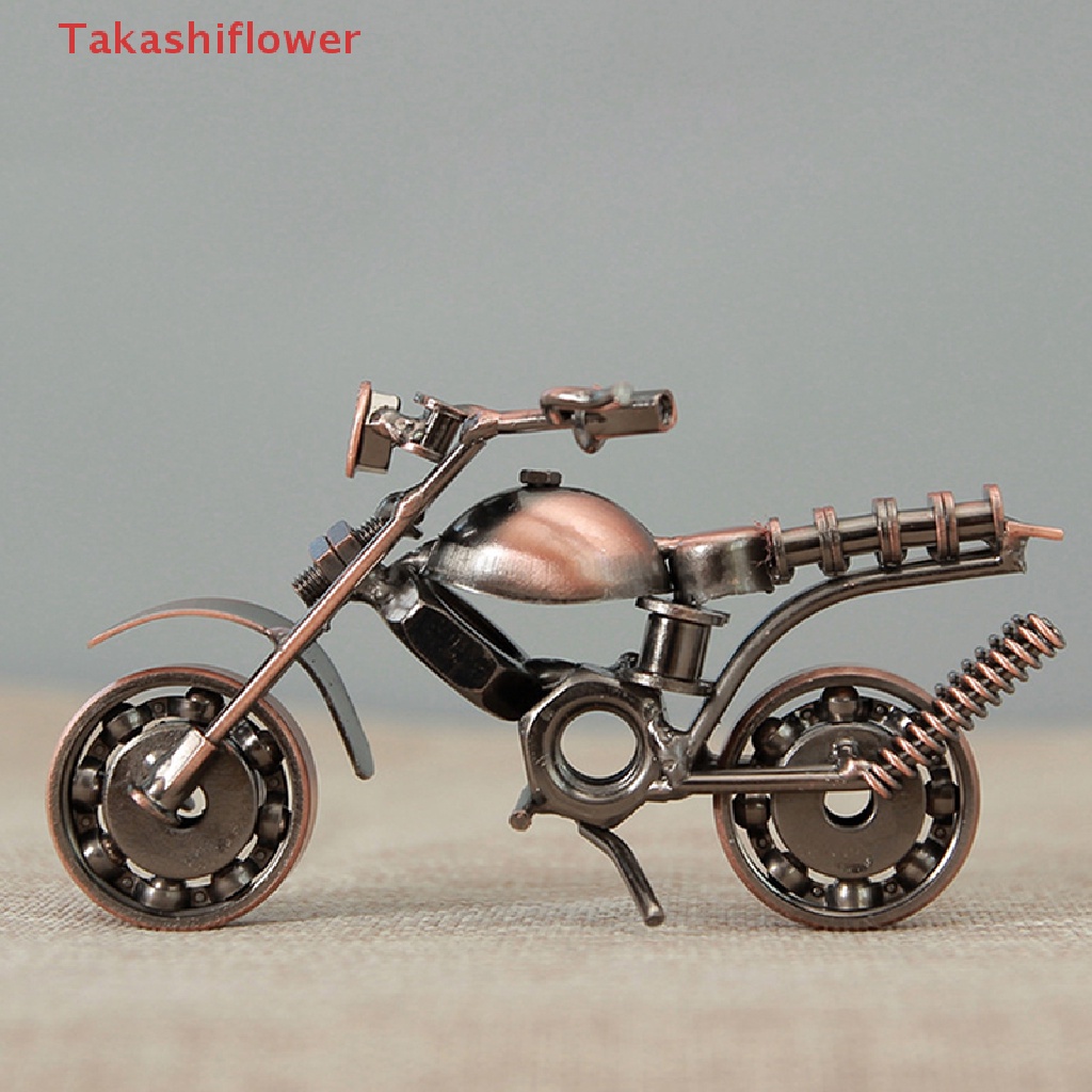 Mô Hình Xe Mô Tô Takashiflower Bằng Sắt Làm Thủ Công Phong Cách Retro Trang Trí Nội Thất