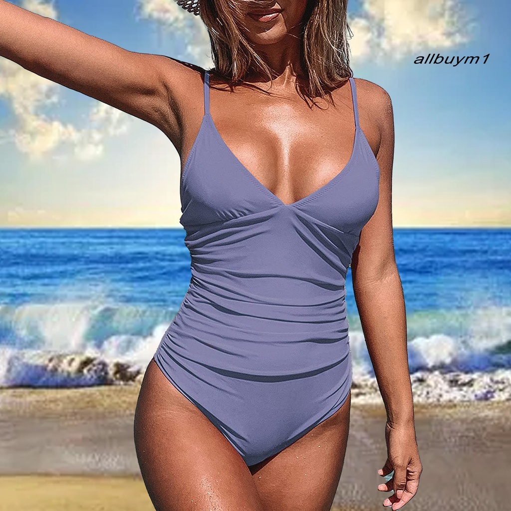 Áo Bơi Một Mảnh Cổ Chữ V Khoét Sâu Không Tay Hở Lưng Khô Thoáng Nhanh Thời Trang Mùa Hè Dành Cho Nữ