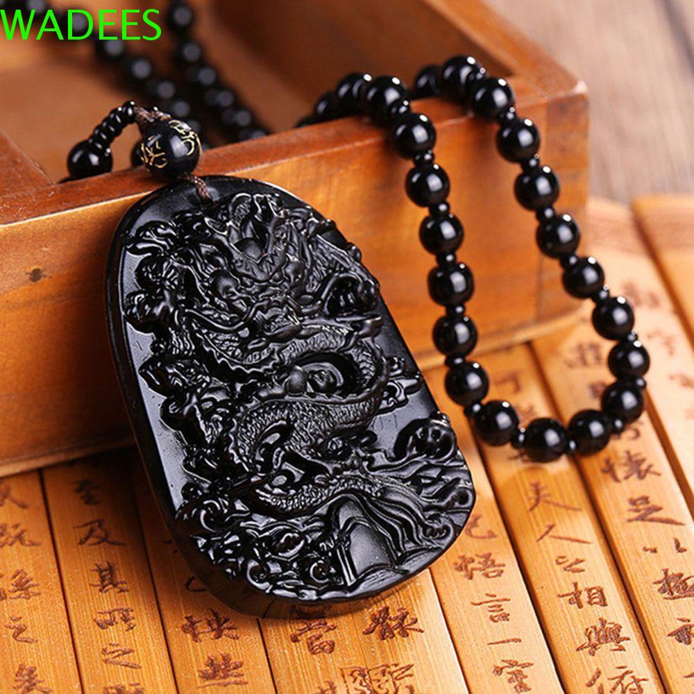 Vòng cổ Chuỗi Hạt Đen Mặt Hình Chim Công Độc Đáo Cho Nam|Vòng Tay Chuỗi Hạt Đá Obsidian Tự Nhiên Cao Cấp