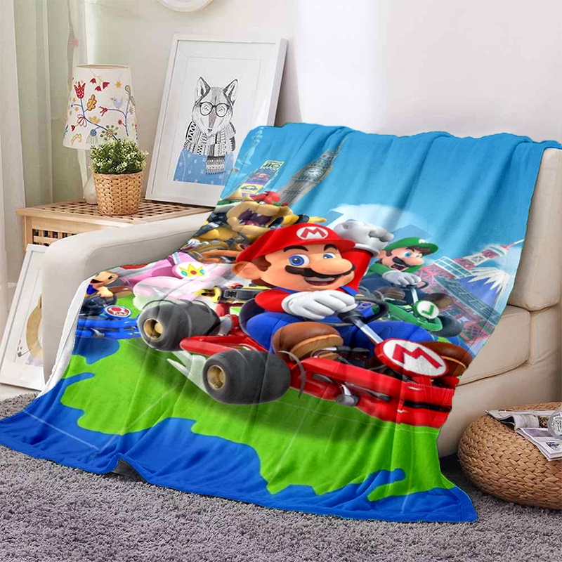 Chăn Bông Mềm Mại Giữ Ấm In Hình Game Super Mario Cho Ghế Sofa / Văn Phòng / Ăn Trưa / Máy Điều Hòa - rr
