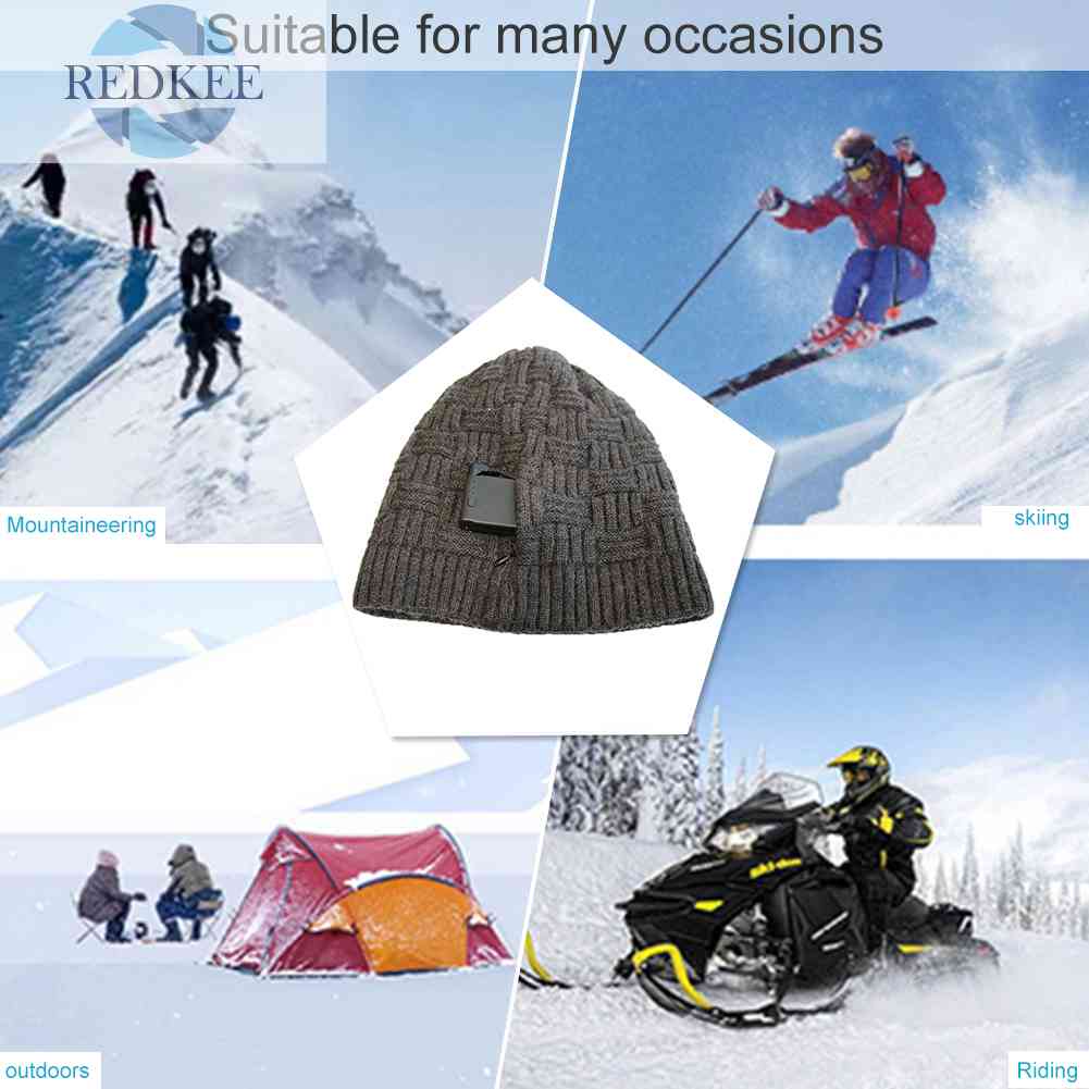 Mũ Len Beanie 3 Cấp Độ Giữ Ấm Mùa Đông Chạy Điện USB