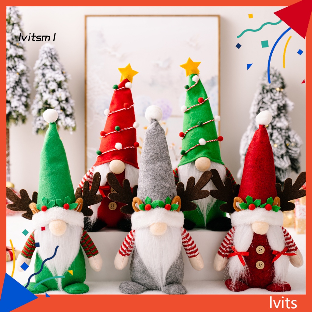 Búp Bê Nhồi Bông LVIT Gnomes Hình Cây Thông / Nai Sừng Tấm Đội Mũ Nhọn Sáng Tạo Trang Trí Tiệc Giáng Sinh Năm Mới