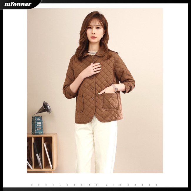 Áo Khoác Cardigan Chần Bông Tay Dài Siêu Nhẹ Giữ Ấm Thanh Lịch Cho Nữ