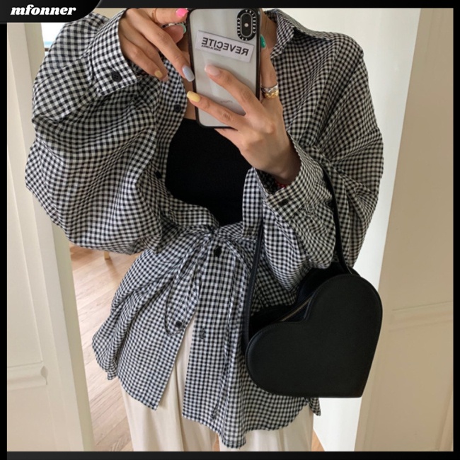 Áo Sơ Mi Caro Tay Dài Dáng Rộng Trẻ Trung Hợp Thời Trang Cho Bạn Gái