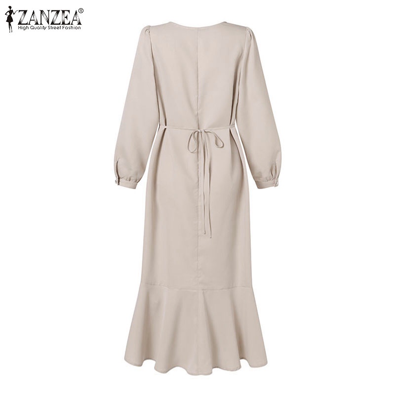 Zanzea Đầm Đuôi Cá Tay Dài Cổ Chữ V Thời Trang Nữ Tính