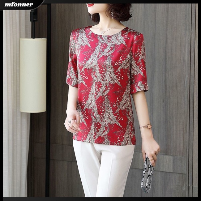 Áo Thun Nữ Tay Ngắn Cổ Tròn Dáng Rộng In Hình Thời Trang