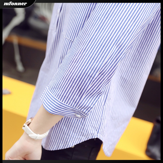 Áo Sơ Mi Kẻ Sọc 2 Nút Thoáng Khí Thời Trang Cho Nữ
