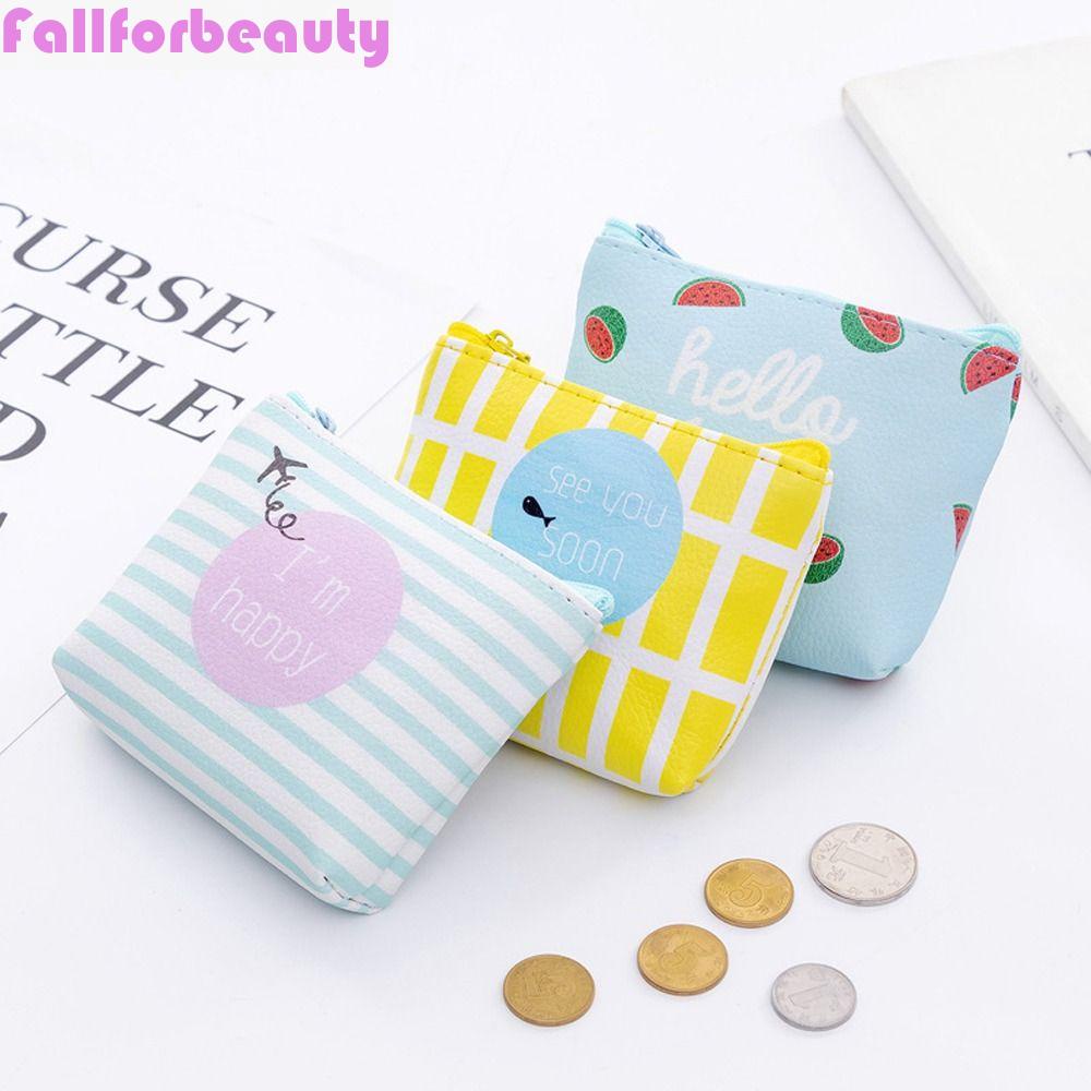 Túi Đựng Tiền Xu Mini Bằng Da PU In Họa Tiết Hoạt Hình Dễ Thương Phong Cách Hàn Quốc Giá Đỡ