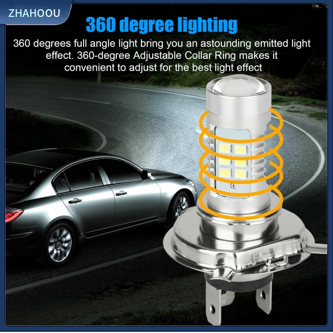 ☃Nhà Cửa☃ Set 4 Bóng Đèn Pha H4 9003 Hb2 6000k Ip67 Chống Thấm Nước 360 Độ Siêu Sáng