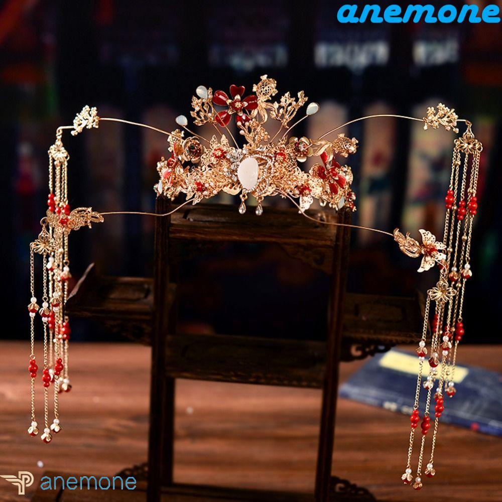 Cài Tóc Hình Vương Miện Phối Tua Rua Phong Cách Trung Hoa Cổ Điển