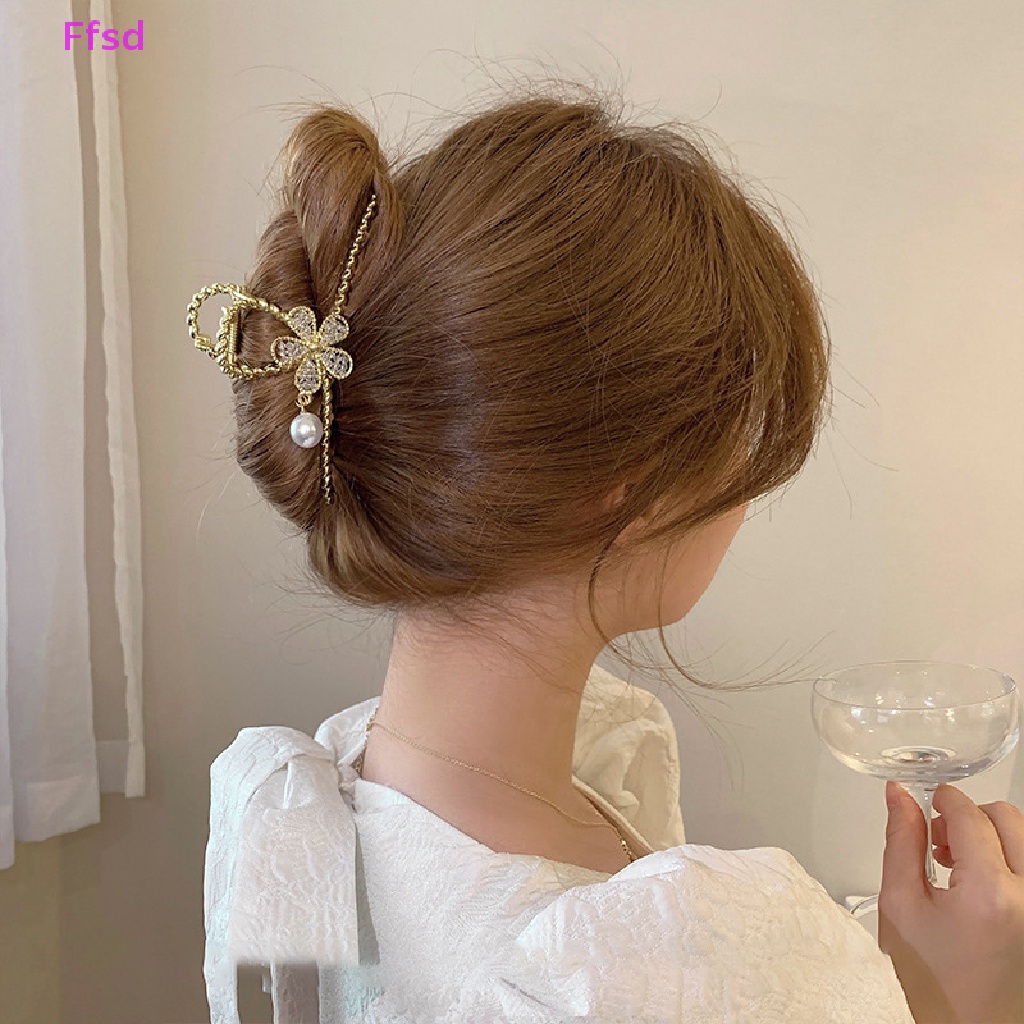 Kẹp Tóc Kim Loại Hình Cá Mập Đính Đá / Hoa Xinh Xắn Cho Nữ