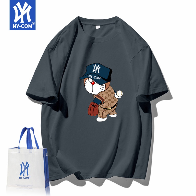 Ny-com Áo Thun cotton Ngắn Tay Form Rộng In Họa Tiết Hoạt Hình Thời Trang Mùa Hè Cho Cặp Đôi