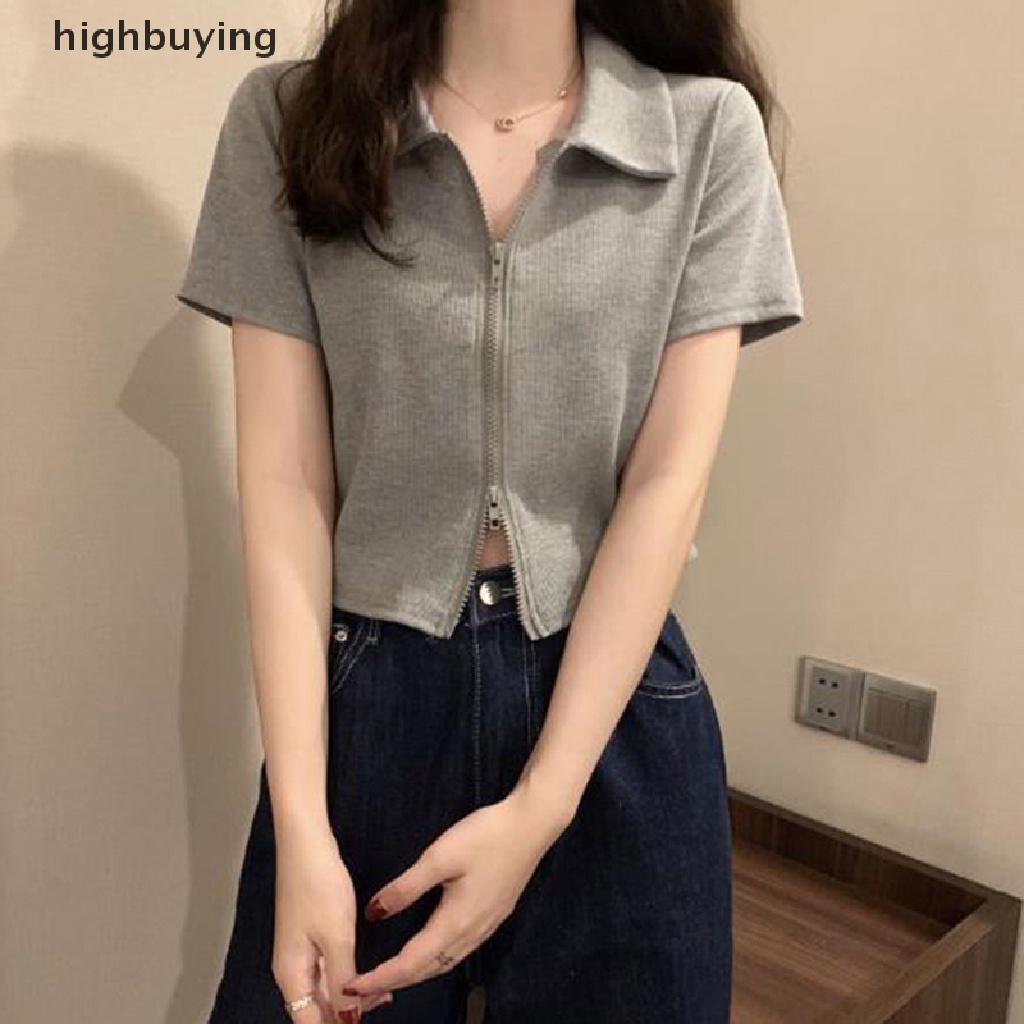 Áo Croptop Ngắn Tay Màu Sắc Thời Trang Mùa Hè Cho Nữ