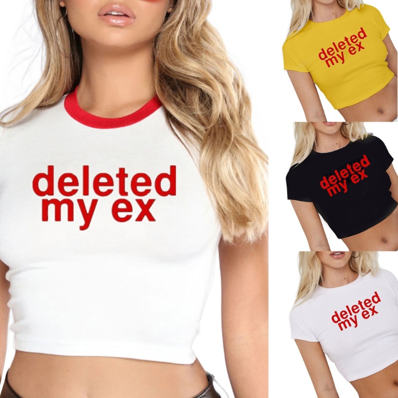 Áo Croptop Tay Ngắn Dáng Ôm Đơn Giản Dễ Phối Đồ Thời Trang Mùa Hè Cho Bạn Gái