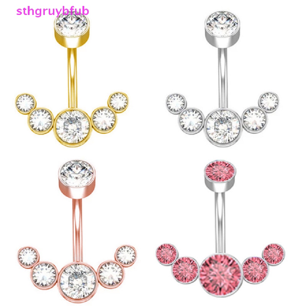 Khuyên Rốn Dạng Thanh Tạ Đính Đá Zircon Cho Nữ