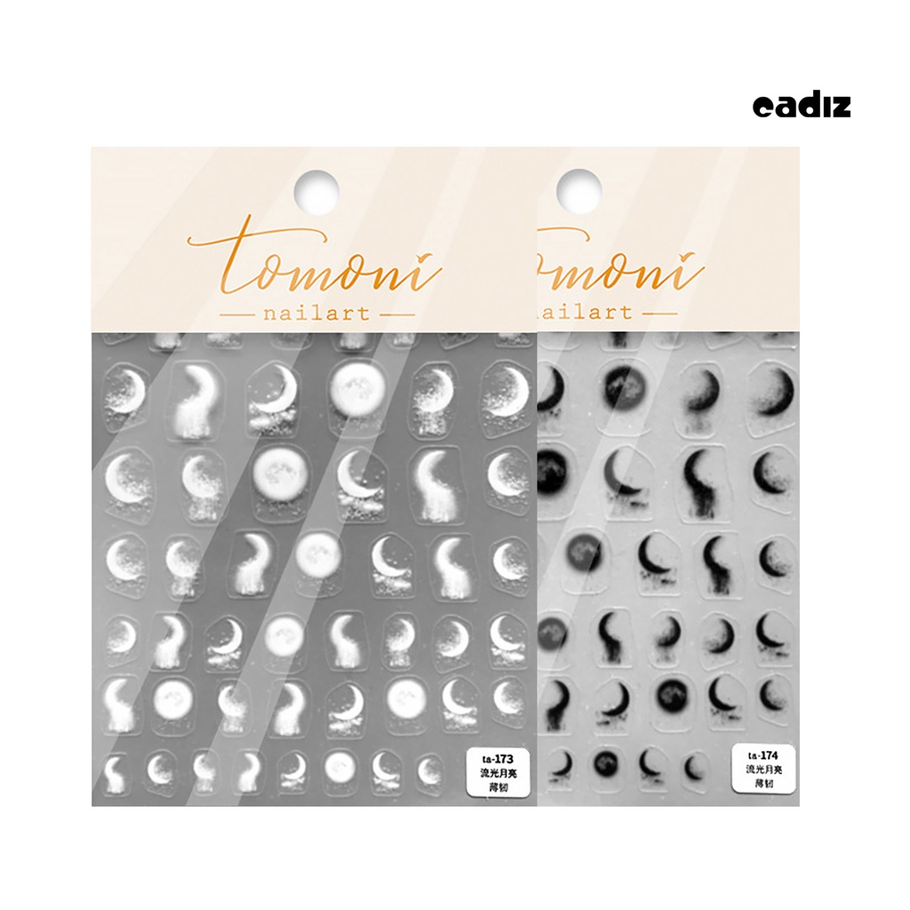 Miếng Dán Trang Trí Móng Tay Hình Mặt Trăng / Đen / Trắng Độc Đáo DIY