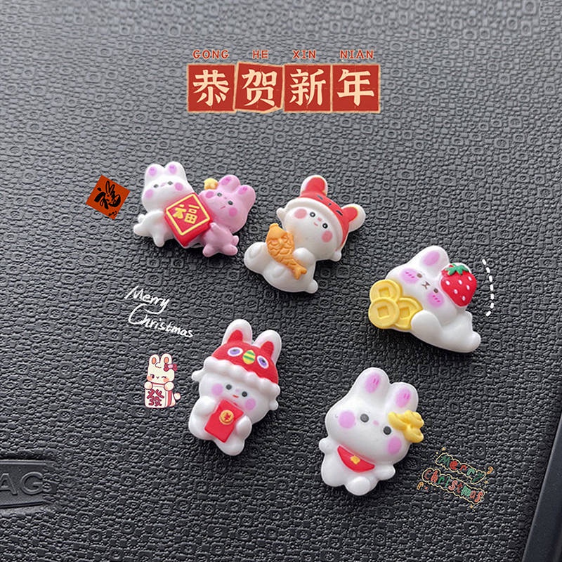 Car Interior Decoration Ornament Automobile Hanging Ornament Dashboard Display Screen Auspicious Rabbit Car Accessories Small Animal Doll 1sFb