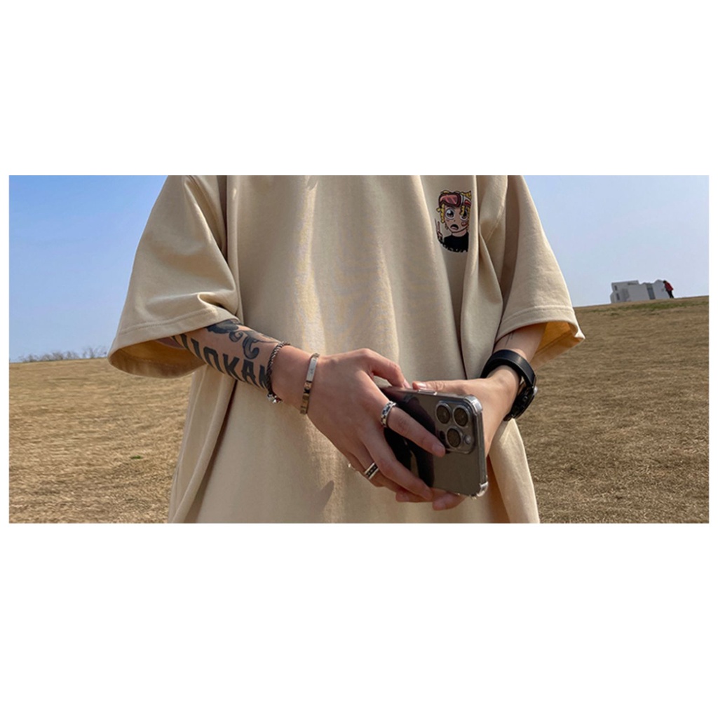 Áo Thun Ngắn Tay Dáng Rộng In Hình Hoạt Hình Giản Dị Dành Cho Nam