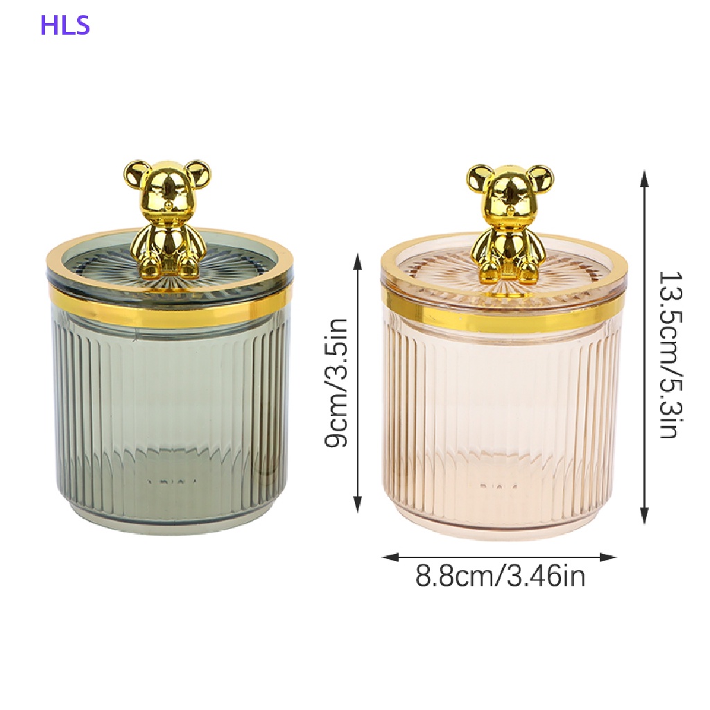 [HLS] Hộp Đựng Bông Tẩy Trang Bằng Acrylic Trong Suốt Hình Gấu Dễ Thương